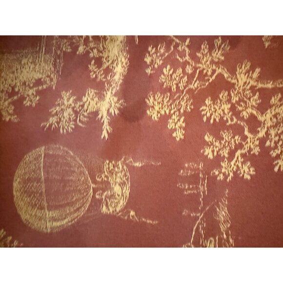 Vtg French Toile De Jouy Fabric "Les Ballons De Gonesse" Balloon Pattern 54x59" - Picture 5 of 8